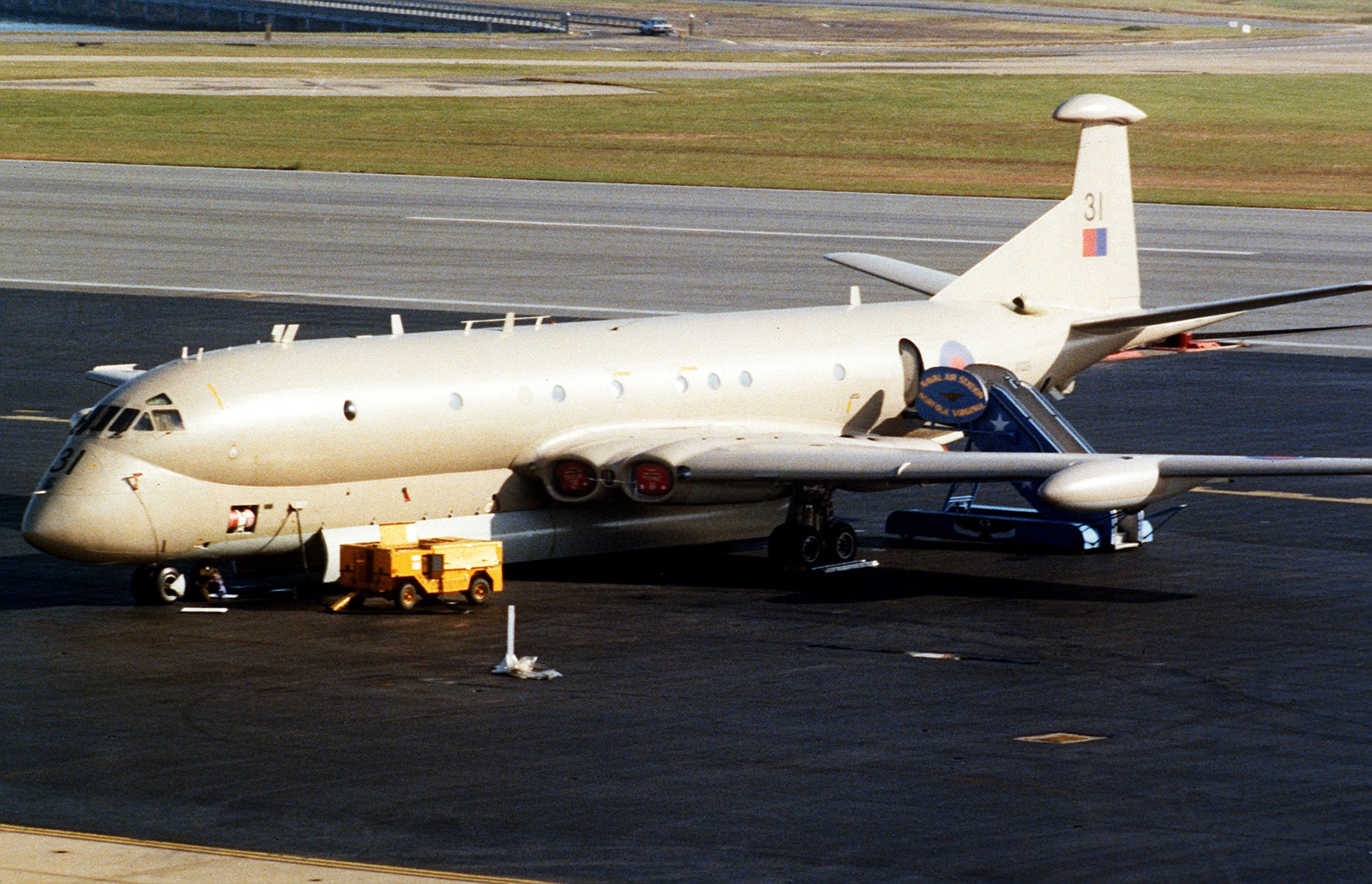 A Royal Air Force Nimrod MR2 maritime patrol aircraft parked on the apron at Naval Station Norfolk, Virginia, photographed by the US Navy.